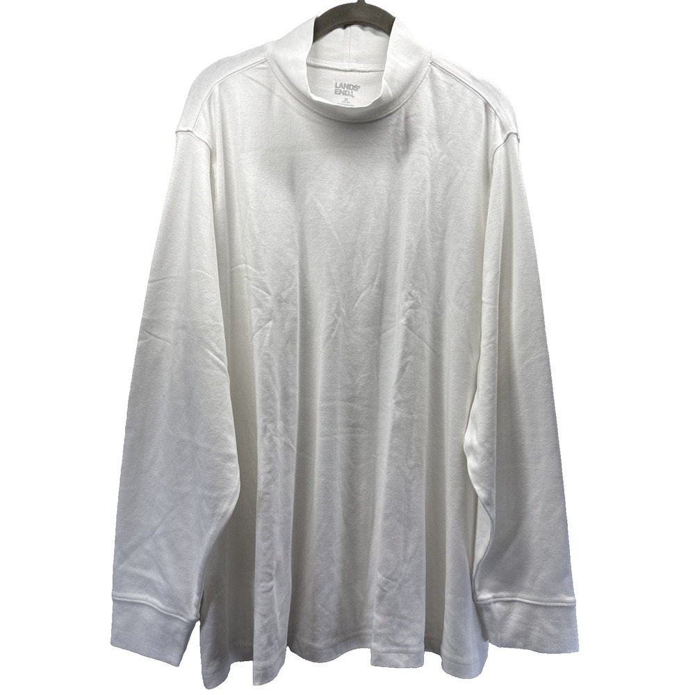 Lands End Women's Top Size 3X Plus Solid White Turtleneck Long Sleeves Pullover